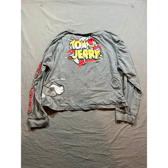 Tom Jerry Shirt Boys 3XL‎ Grey Long Sleeve Pullover Tee Unisex Kids Youth - Picture 6 of 8